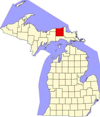 Locatie van Luce County in Michigan