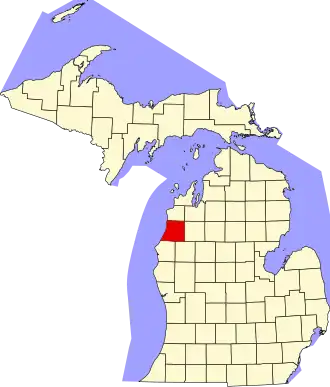 Locatie van Manistee County in Michigan