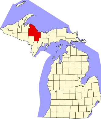 Locatie van Marquette County in Michigan