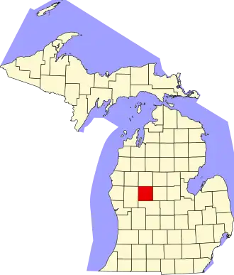 Locatie van Mecosta County in Michigan