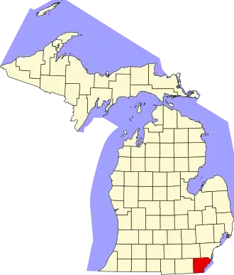 Locatie van Monroe County in Michigan