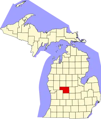 Locatie van Montcalm County in Michigan