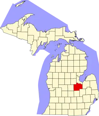 Locatie van Saginaw County in Michigan