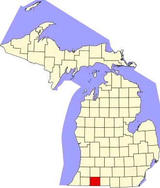Locatie van St. Joseph County in Michigan