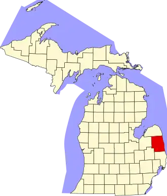 Locatie van Sanilac County in Michigan