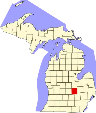 Locatie van Shiawassee County in Michigan