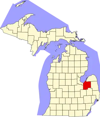 Locatie van Tuscola County in Michigan