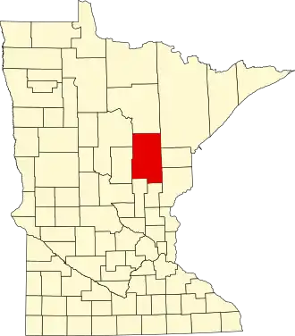 Locatie van Aitkin County in Minnesota