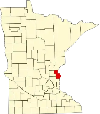 Locatie van Chisago County in Minnesota