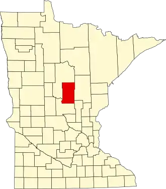 Locatie van Crow Wing County in Minnesota