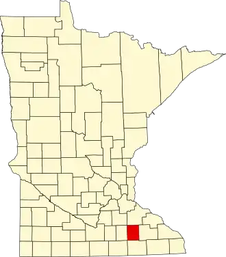 Locatie van Dodge County in Minnesota