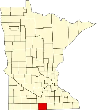 Locatie van Faribault County in Minnesota