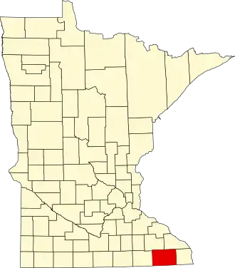 Locatie van Fillmore County in Minnesota