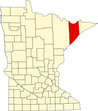 Locatie van Lake County in Minnesota