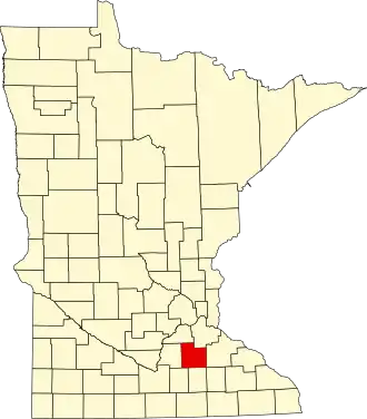 Locatie van Rice County in Minnesota