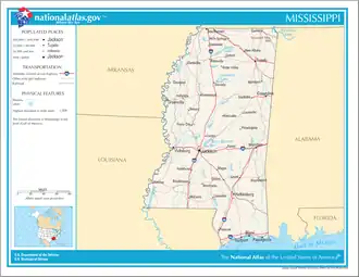 Kaart van State of Mississippi