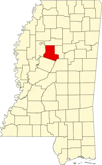 Locatie van Carroll County in Mississippi