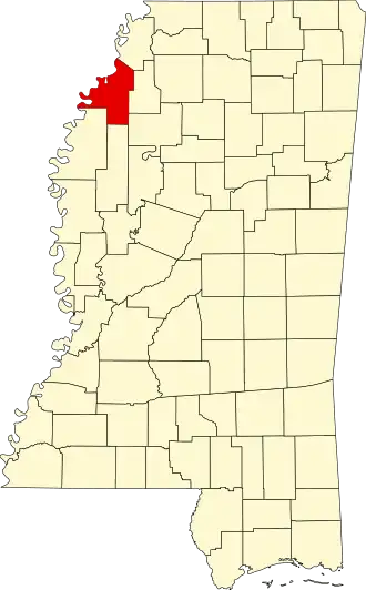 Locatie van Coahoma County in Mississippi