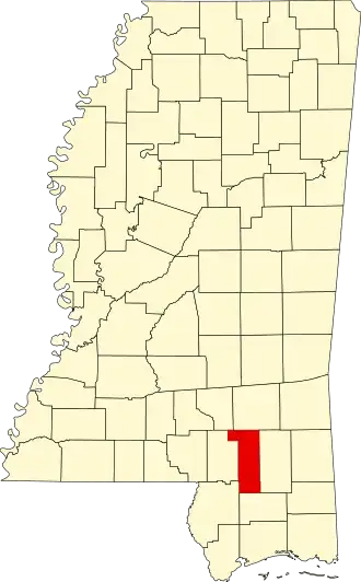 Locatie van Forrest County in Mississippi