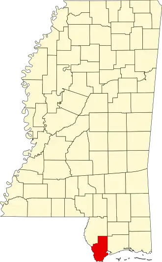 Locatie van Hancock County in Mississippi