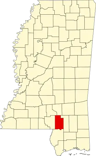 Locatie van Lamar County in Mississippi