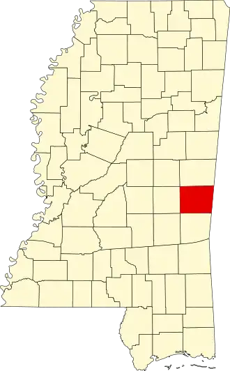 Locatie van Lauderdale County in Mississippi