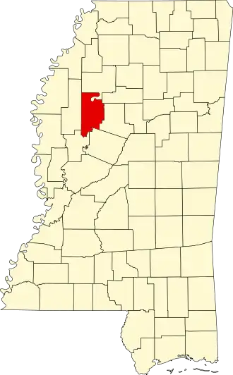 Locatie van Leflore County in Mississippi