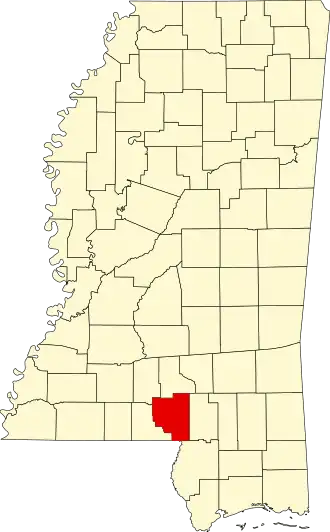Locatie van Marion County in Mississippi