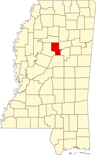 Locatie van Montgomery County in Mississippi