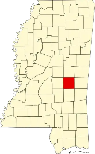 Locatie van Newton County in Mississippi