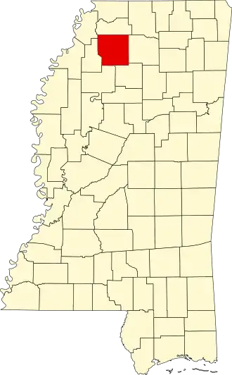 Locatie van Panola County in Mississippi