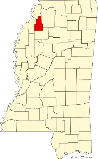 Locatie van Quitman County in Mississippi