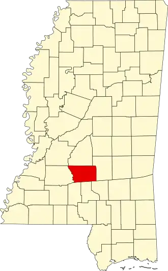 Locatie van Simpson County in Mississippi
