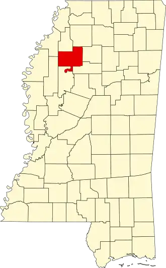 Locatie van Tallahatchie County in Mississippi