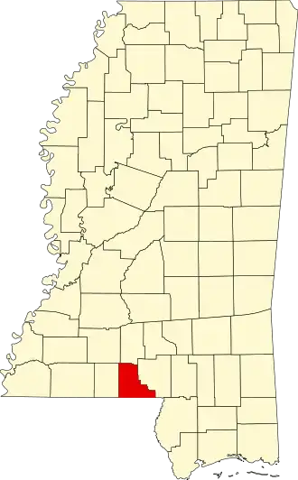 Locatie van Walthall County in Mississippi