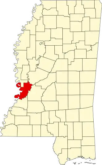 Locatie van Warren County in Mississippi