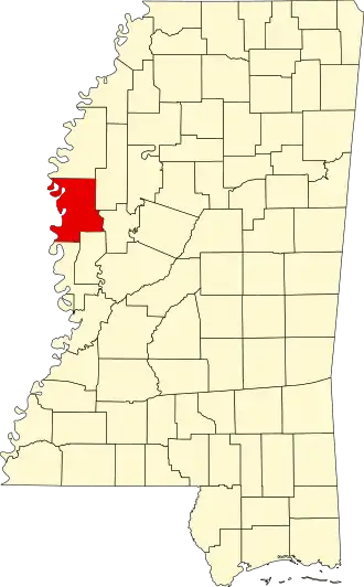 Locatie van Washington County in Mississippi