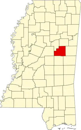 Locatie van Winston County in Mississippi