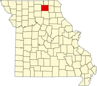Locatie van Adair County in Missouri