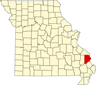 Locatie van Cape Girardeau County in Missouri
