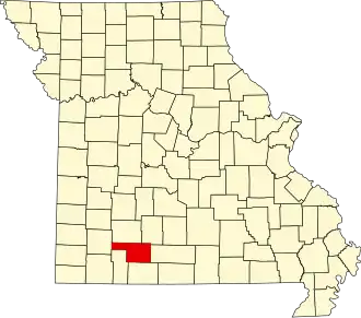 Locatie van Christian County in Missouri