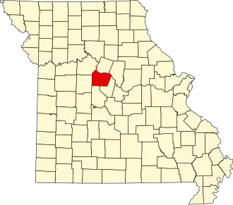Locatie van Cooper County in Missouri