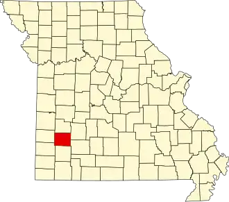 Locatie van Dade County in Missouri