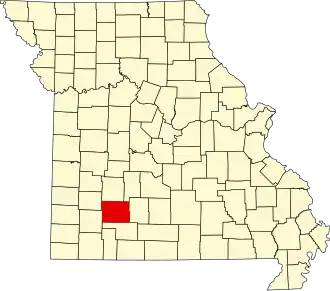 Locatie van Greene County in Missouri