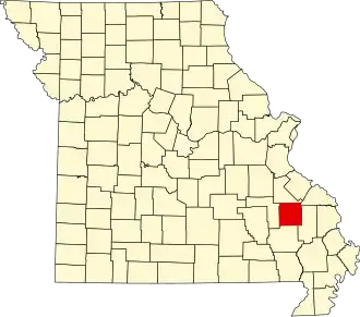 Locatie van Madison County in Missouri