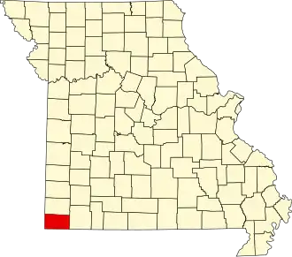 Locatie van McDonald County in Missouri