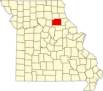 Locatie van Monroe County in Missouri