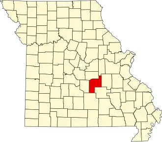 Locatie van Phelps County in Missouri