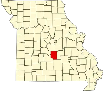 Locatie van Pulaski County in Missouri