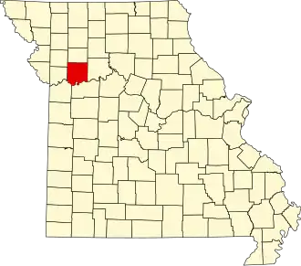 Locatie van Ray County in Missouri